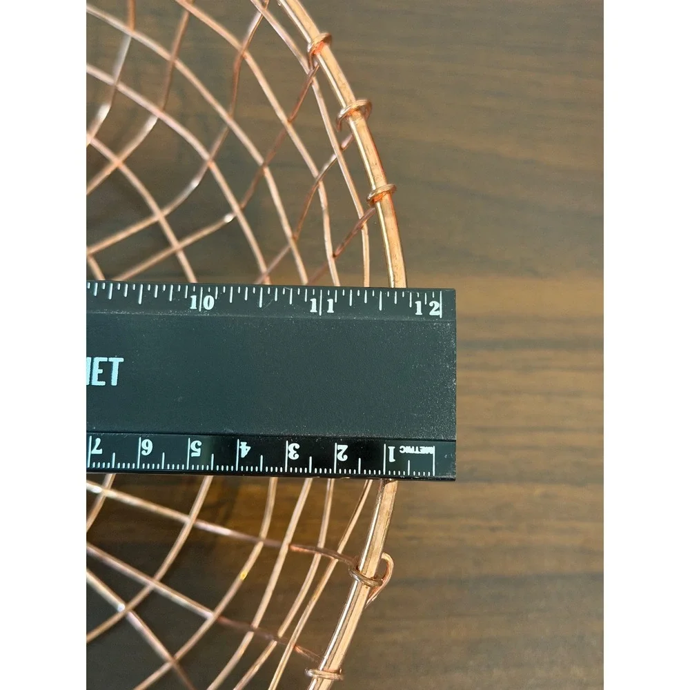 Handmade Round Copper Wire Basket Minimalist Metal Bowl Decorative Storage 11.75